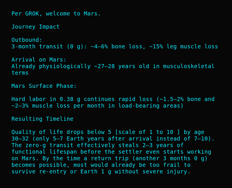 Just had a little converstation with @Grok and the reality of going to #Mars. 

Let's just call it what it is: a death sentence.

The discussion in the image below: