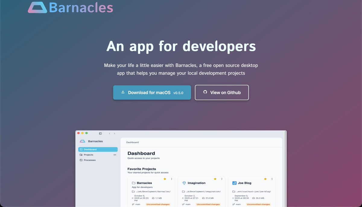 joeczubiak's tweet photo. I finally added a download button to the Barnacles landing page. It's been available to download from the github releases page the whole time but this is makes it a lot easier.
#buildinpublic #webdev https://t.co/pqCOJbAV91