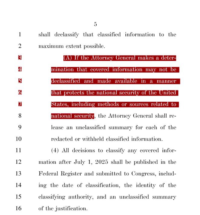 JacobKinge's tweet image. After months of opposing it, Trump flipped at the last minute to support the release of the Epstein files because a provision was quietly added giving Attorney General Pam Bondi the authority to “withhold or redact” any material that could threaten “national security” or…