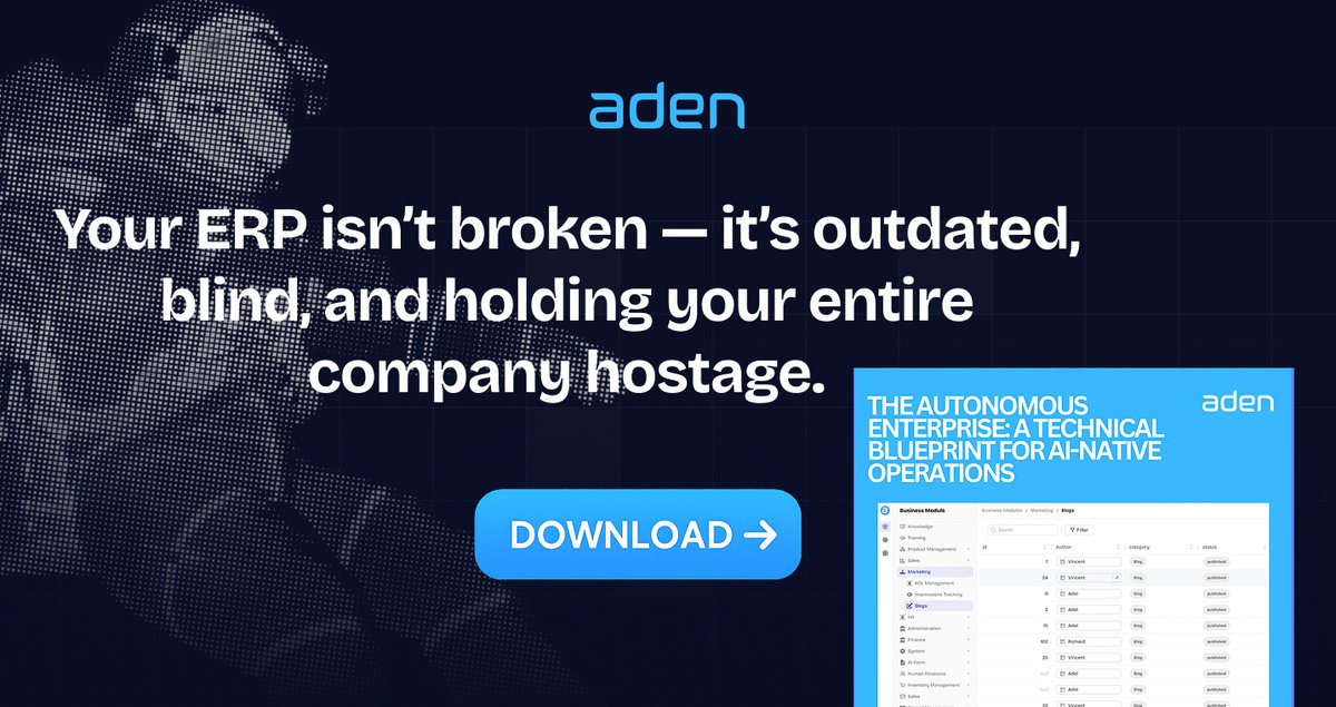 aden_hq's tweet image. Your ERP is blind.
Not broken - just outdated.
It can’t think.
It can’t act.
It just stores problems and calls it “visibility.”

That gap between “we see it” and “we fixed it”?
🔥 That’s where costs blow up
🔥 Deadlines slip
🔥 Teams burn out
🔥 Velocity dies

Not because people…