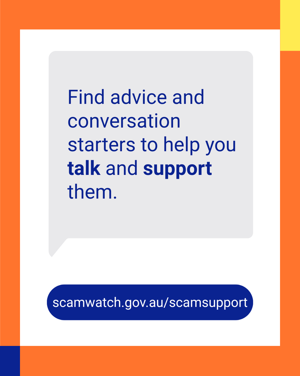 natdebthelpline's tweet photo. In many scam cases, it's the people closest to a victim—family members, friends or trusted contacts—who first notice something is wrong. To assist them to offer support, Scamwatch has developed guidance for family and friends. 
 
Head to: https://t.co/AJFyu34wmn #stopcheckprotect https://t.co/rKLJGh9odz