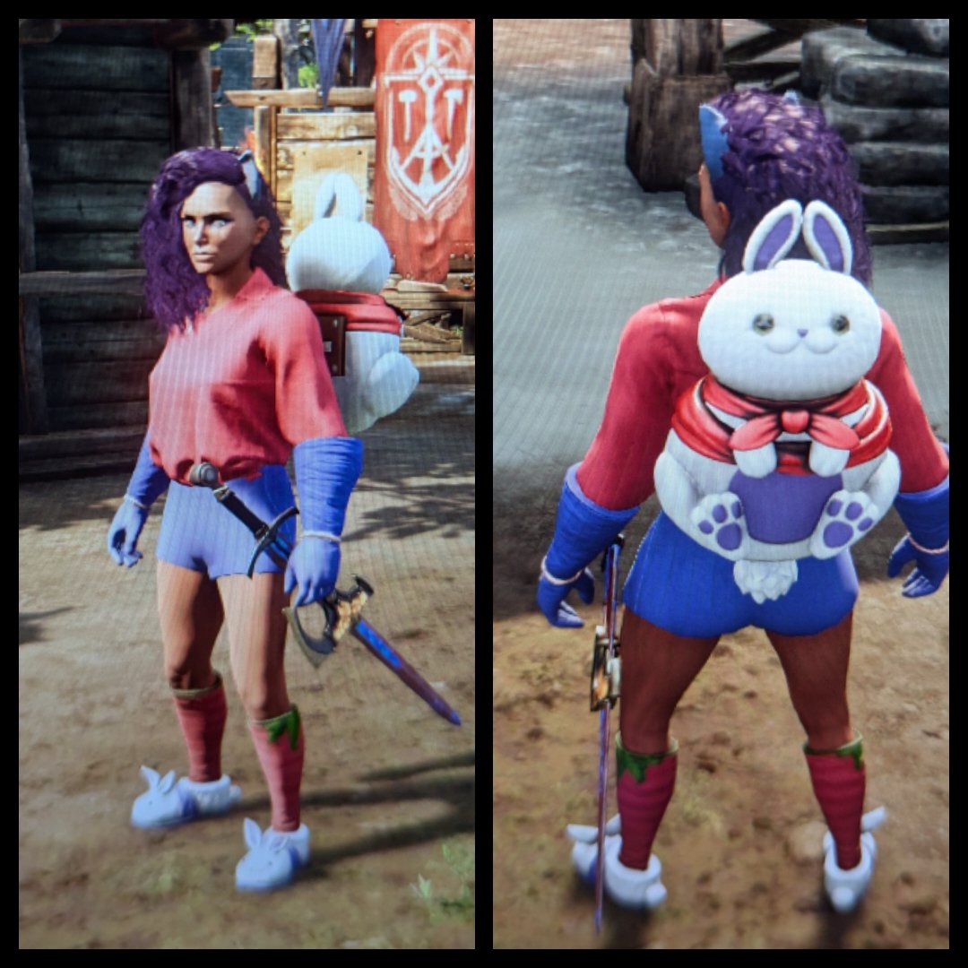 One of my favorite outfits <a href="/playnewworld/">New World: Aeternum</a> no mobs are taking this tank seriously wearing a stuffed bunny shield, carrot socks, and bunny slippers! #Valhalla #SoulSentinels #untilthefiresburnout