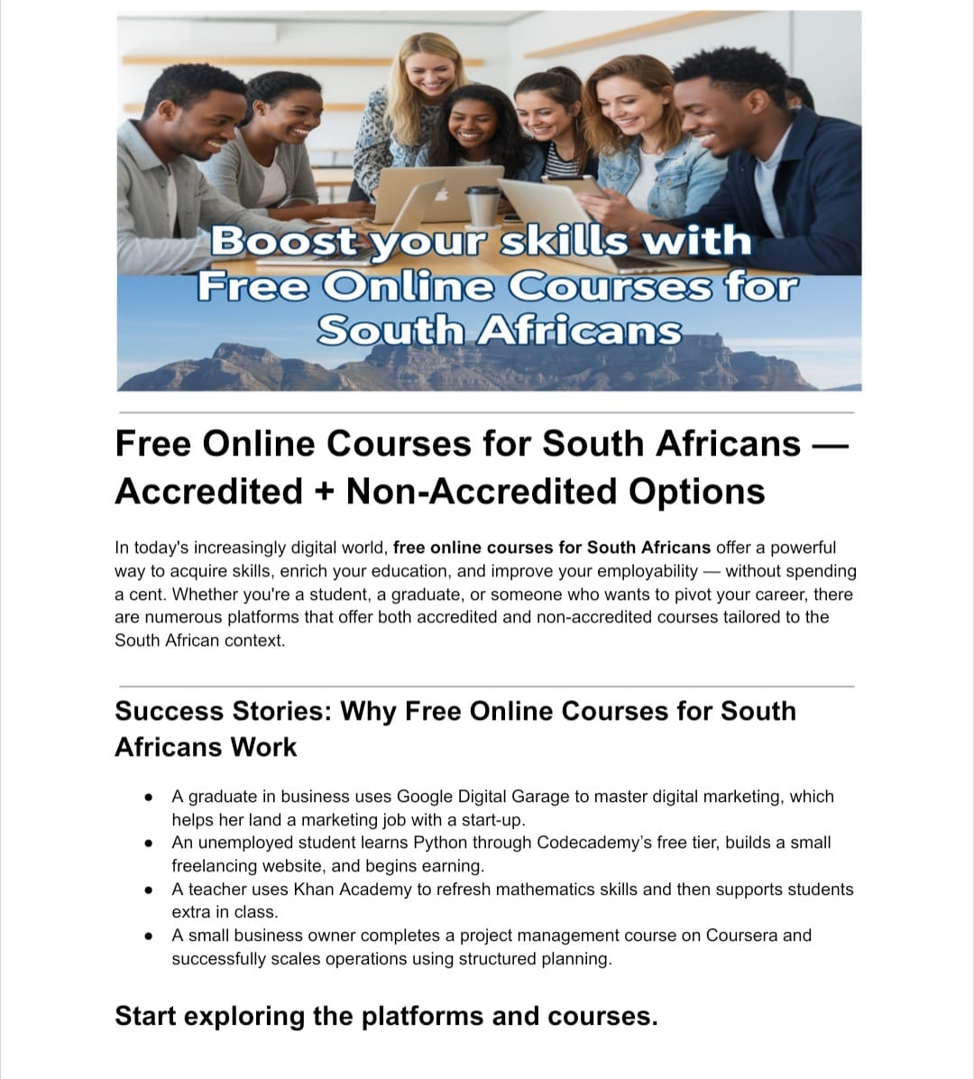 CarolBoitumelo1's tweet image. Boost your skills with Free Online Courses for South Africans! Discover a wide range of courses tailored for SA, from business to tech and more. Enroll now and level up your career!

✅Accredited + Non-Accredited Certificate 

Study through:
- Alison
- FutureLearn
- Coursera etc…