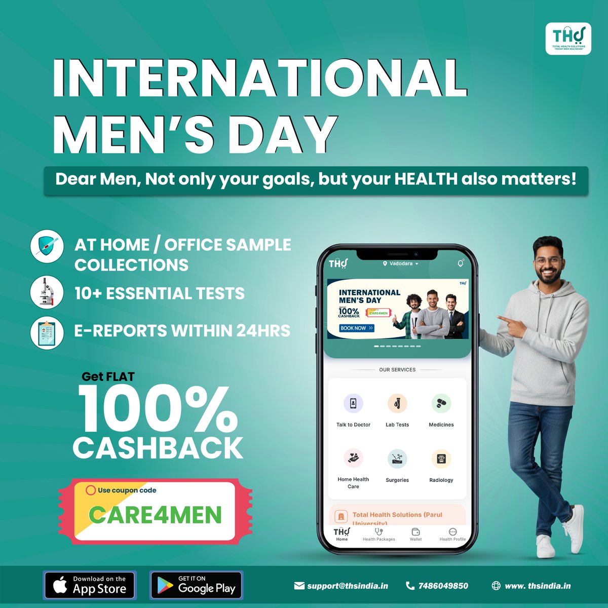 THS_care's tweet photo. This Men’s Day, take one step for yourself – with THS
_
_
_
[Men’s Day, International Men’s Day, Men’s Health Matters Too, 100 % Cashback, THS, Total Health Solutions, Men’s Too Need Care] https://t.co/pi9Ft256fI
