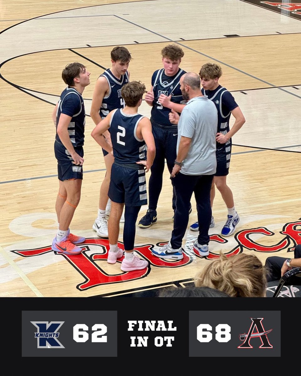 Final in OT

TKA 62  |  Allatoona 68

Great high school basketball game tonight against Allatoona.

Unofficial Stats

<a href="/BrooksThrasher/">Brooks Thrasher</a> 25p, 4r
<a href="/ColeCBennett/">Cole Bennett</a> 12p, 3a
<a href="/RogerWilson26/">Roger Wilson</a> 9p, 6r, 2a, 2b
<a href="/TonyLoPresti10/">Anthony (Tony) LoPresti</a> 6p, 6r, 3a
<a href="/DomLoPresti1/">Dominic LoPresti</a> 5p, 5r, 7a, 3s

<a href="/KyleSandy355/">Kyle Sandy</a> <a href="/GAHoopsReport/">Georgia Hoops Report</a>