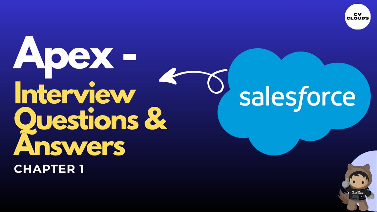 CV_Clouds_'s tweet image. 🚀New Video Alert – Chapter 1 is Live!

[Chapter 1] - Salesforce Apex Interview Questions &amp;amp; Answers 💼

Watch here🧑‍💻: youtu.be/VlByUA51c_E

Perfect for Freshers &amp;amp; Experienced Developers aiming to crack their next Salesforce interview.
#Salesforce #salesforceinterviewquestions