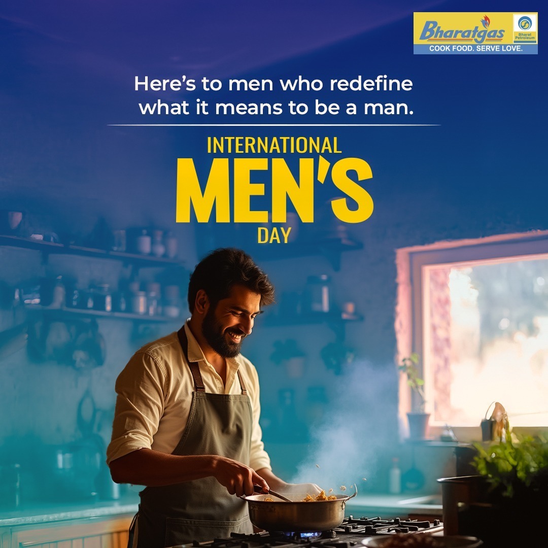 Here’s to men who aren’t bound by stereotypes. Who cook, care, and create their own definition of what a man should be. Happy International Men’s Day!

<a href="/BPCLimited/">Bharat Petroleum</a> <a href="/DirectorM_BPCL/">Director(Marketing), BPCL</a> <a href="/cmdbpcl/">CMD BPCL</a> <a href="/PetroleumMin/">Ministry of Petroleum and Natural Gas #MoPNG</a> <a href="/BPCLMakLubes/">BPCL MAK Lubes</a> <a href="/BPCLRetail1/">BPCL_Retail</a> <a href="/subhankarRcgc/">Subhankar Sen</a> 

#Bharatgas #InternationalMensDay