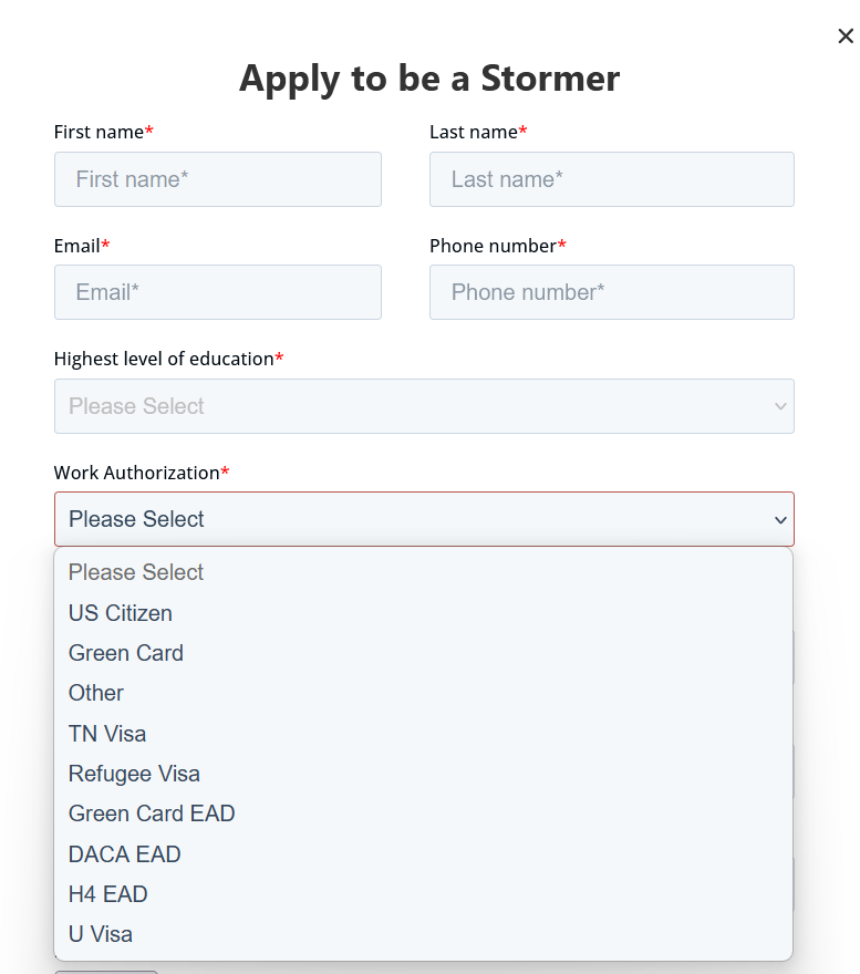 Perseverance411's tweet photo. @vvirga @JBlunt1018 Maybe start with your own company, that encourages visa holders and refugees to "apply to be a Stormer". 

"It’s killing the middle class &amp; stealing the American Dream from an entire generation of young US professionals." -- why don't you lead by example?

https://t.co/u1u78VZn8B https://t.co/GGhA5YYwCG