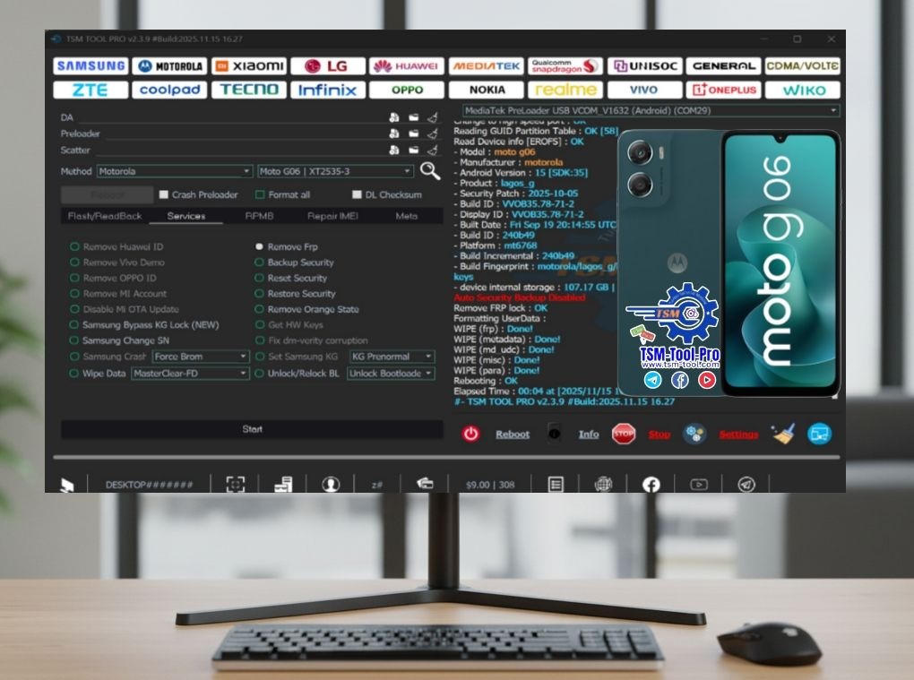 CrazyPerso79308's tweet image. Turbo Service Mobile Tool V2.3.9

📥 Download: go.cyberslinks.com/r.php?id=hGUcQ0

1. Added support for more Android brands and models.
2. Improved IMEI repair and FRP (Factory Reset Protection) removal process.
#tsmpro #turbomobile #unlocktool #flashingtool #mobilerepair