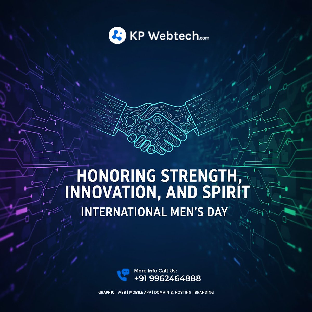 KpWebtech's tweet image. Honoring the strength, compassion, and resilience men bring every day.

Happy International Men’s Day from KP Webtech! 💪✨

#kpwebtech #internationalmensday #mensday2025 #mensday #respect #strength #gratitude #celebratemen
