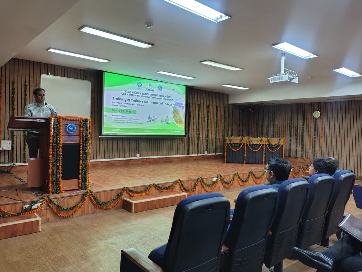 CSIR_IMTECH's tweet image. Exciting start to the 3-day Training of Trainers on Internet of Things (IoT) – Theme: Agriculture under CSIR-JIGYASA programme!
The workshop commenced on 18 November 2025 at CSIR-IMTECH, Chandigarh. #IoT #AgriTech #JIGYASA
@CsirJigyasa @CSIR_IND