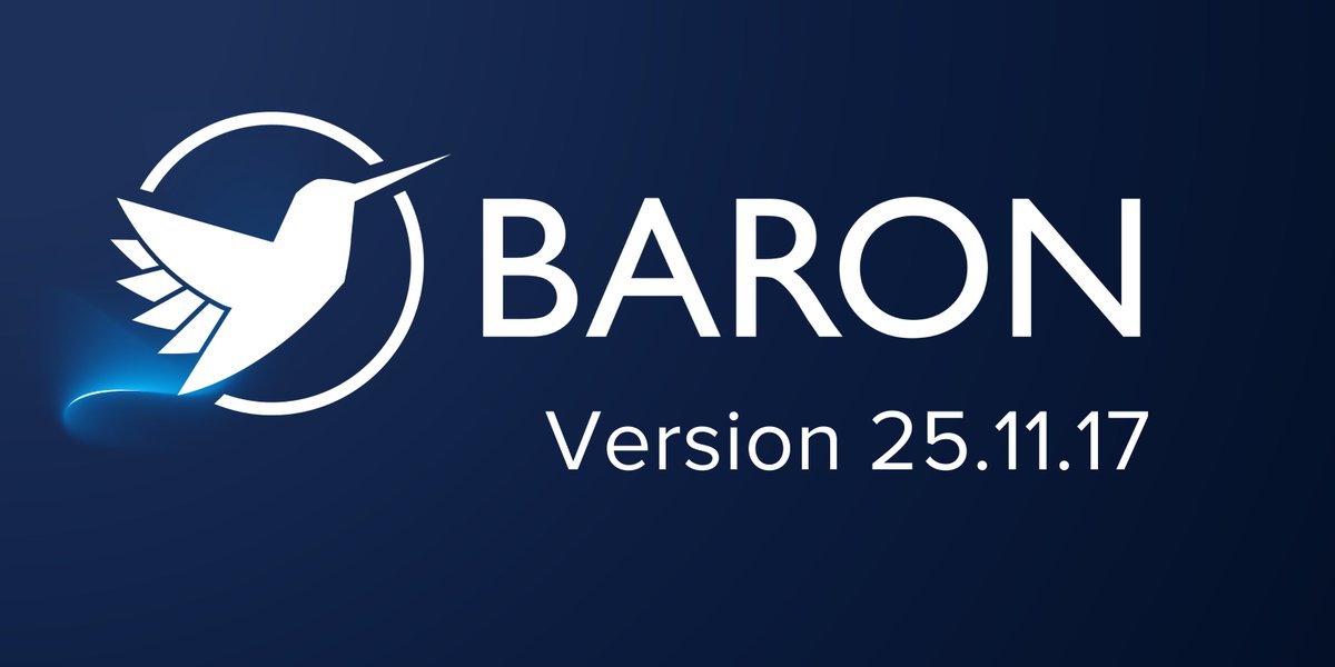 We are pleased to announce BARON Version 25.11.17. This release brings more stability, broader duals, and faster integer and quadratic optimization.

Details: mailchi.mp/60adc231c8bd/n… #ORMS