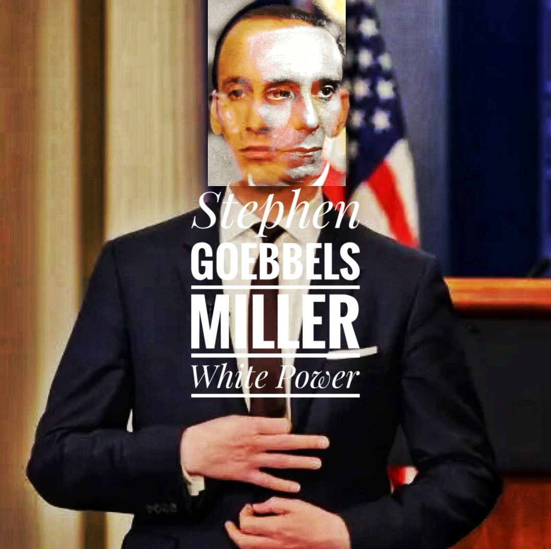 Overthinkpeanut's tweet image. Stephen Miller is a fascist cuck.