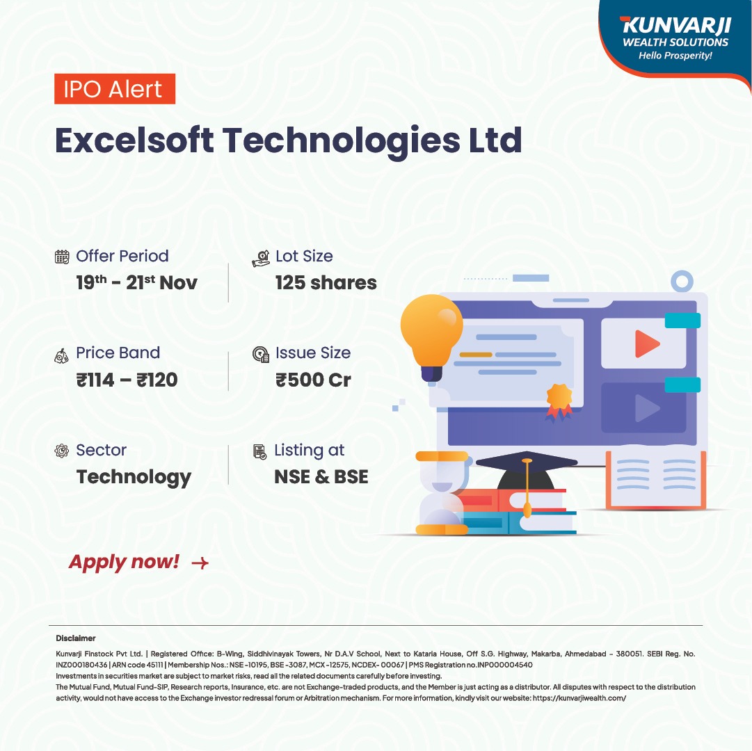 KunvarjiWealth's tweet image. A global SaaS player that powers learning for millions of students, publishers, and institutions is coming to the market.

Excelsoft Technologies IPO
👉 kyc.kunvarji.com/ipo
👉 kunvarjiwealth.com

#ExcelsoftIPO #IPOAlert #KunvarjiWealth #IPOWatch #StockMarketIndia