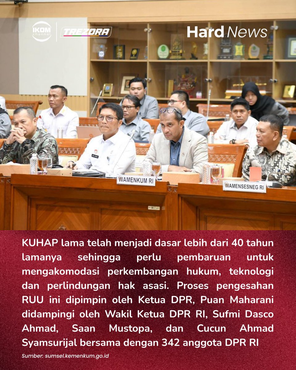 IKOMCHANNEL's tweet photo. Pengesahan dipimpin oleh Puan Maharani bersama para Wakil Ketua DPR dan didukung oleh 342 anggota dewan.
#ruukuhap #dprri #tolakruukuhap #semuabisakena #IKOMChannel #MoreThanCrew #Trezora https://t.co/KKn8kPwtP2
