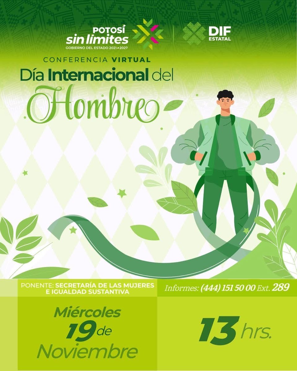 Te invitamos a esta conferencia virtual donde abordaremos temas de salud, igualdad de género y modelos positivos de masculinidad.

Conéctate por Zoom: bit.ly/3X3ZxzY
696 471 5236
DIF.TI

#ApoyoSinLímites  #RicardoGallardoCardona