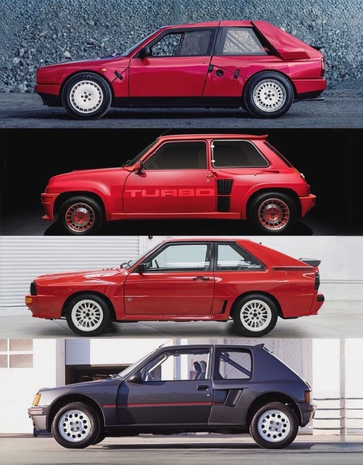 Retromania4ever's tweet image. Which weapon do you choose? 🚀 🇮🇹 #Lancia Delta S4
🇫🇷 #Renault 5 Turbo
🇩🇪 #Audi Sport Quattro 
🇫🇷 #Peugeot 205 T16