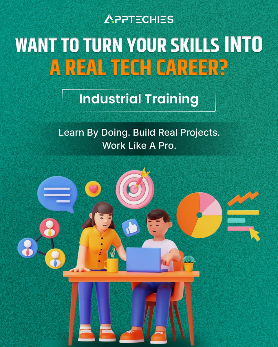 apptechies's tweet image. Want to turn your skills into a real tech career? 🚀
.
Join @apptechies Industrial Training in Chandigarh &amp;amp; Mohali and gain hands-on experience in Web &amp;amp; App Development. 
.
bit.ly/4kfFPeB
.
#TechCareer #IndustrialTraining #WebDevelopment #AppDevelopment #LearnByDoing