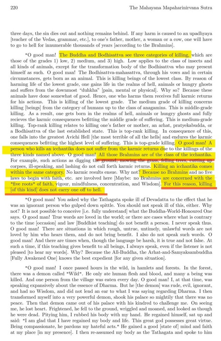 ● #𝗧𝗵𝗿𝗲𝗮𝗱 | According to Buddhism All Brahmins are Icchantikas (disbelievers). And Like Islam Killing of disbelievers is Allowed and Doesn't  ensue any karmic consequences.

The Buddha and Bodhisattva see that all Brahmins are icchantikas (disbelievers).

In Buddhism, an
