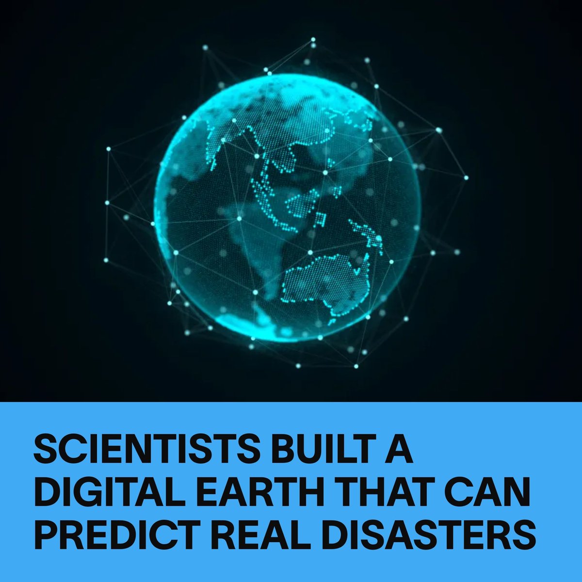 VICE's tweet image. Scientists have built a digital twin of Earth that can simulate the entire planet at a one-kilometer scale. It’s precise enough to track the birth of a thunderstorm or the movement of a single cloud over a mountain range.