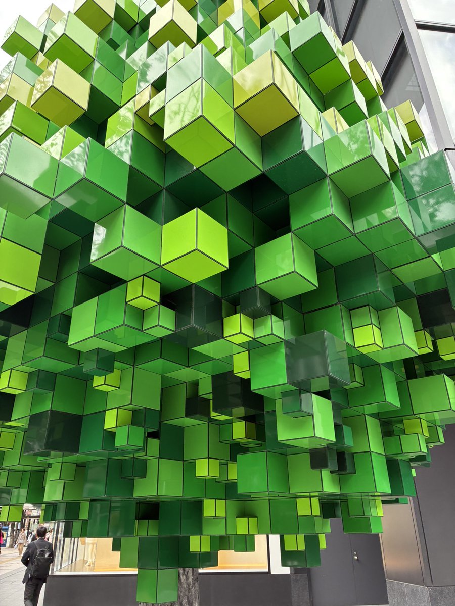 ITgame_engineer's tweet image. 福岡天神には...
マインクラフトに出てくるよーな

&quot;     木　&quot;がある

気になる気になる木ー！
名前も知らない木になるでしょお