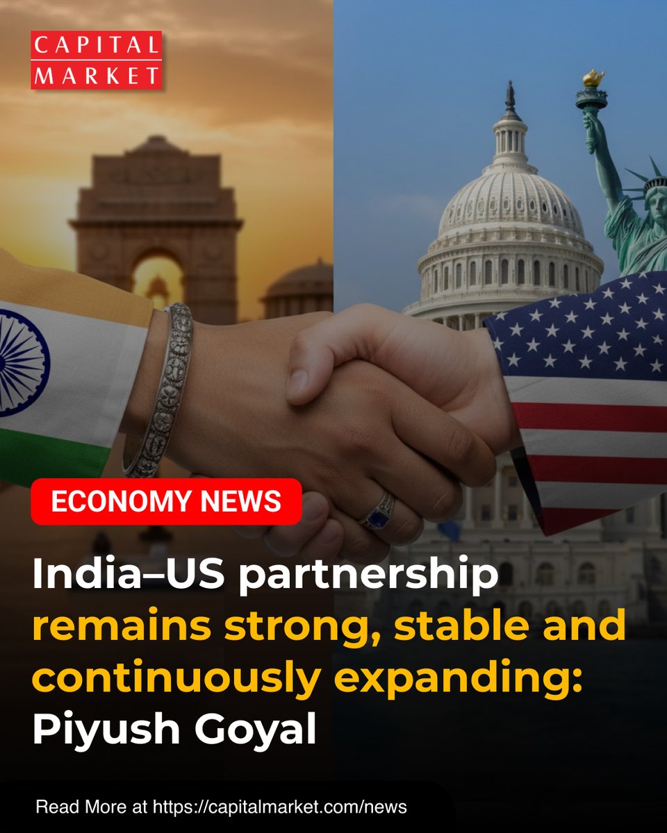 CapitalMarket17's tweet photo. India-US Bond Unbreakable, India Targets World's #3 Economy by 2027: Piyush Goyal
Like | Share | Follow | Comment For Daily Updates.
https://t.co/zrUcaMMbAN
#IndiaUSPartnership #USIndiaRelations #PiyushGoyal #EconomicPowerhouse #GlobalEconomy #TradeAndCommerce #StrongTies #BilateralRelations #StablePartnership #ContinuouslyExpanding #DemocracyPillars #SharedVision #TrustedPartner #IndiaGrowth #IndiaEconomy #TopFiveEconomy