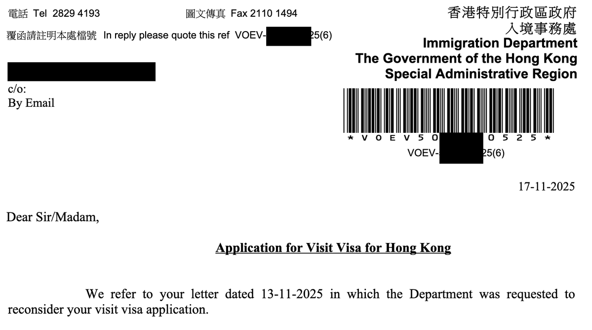 sprint_visa's tweet image. An Update! A WIN! Persistence, whatever you call it but the Hong Kong visa rejection from last week got overturned! 

Timeline: 
Nov 13: Visa rejected. Emailed to reconsider right away
Nov 14: We starting calling to request an appeal
Nov 15-16: Weekend, couldn&apos;t connect.…