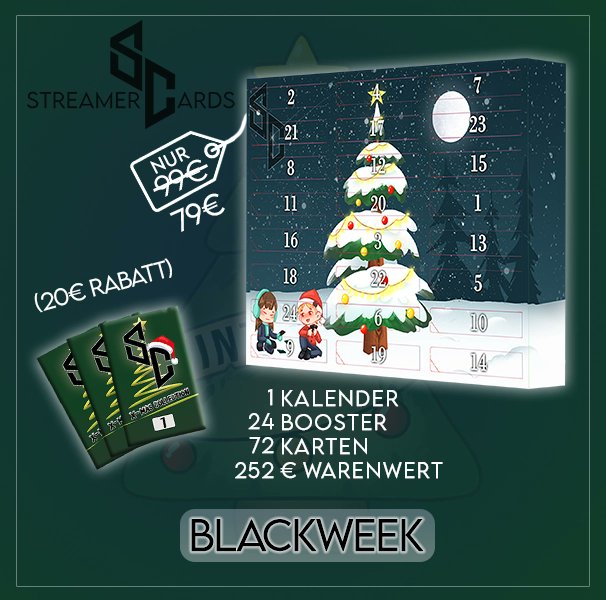 AciiXx_TV's tweet image. Hey ihr Lieben, :)

zusammen mit 71 anderen Streamern haben wir einen mega geilen StreamerCards Adventskalender an den Start gebracht!
Mit dem Code: BLACKWEEK bekommt ihr aktuell sogar noch 20€ Rabatt&amp;lt;3 Checkt das Angebot gerne mal ab.
 
streamermerch.de/products/sc-ad…