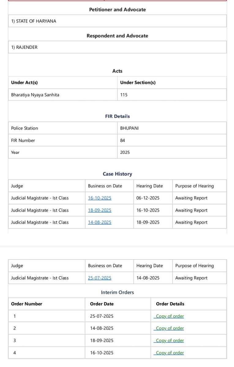 BharatBudhDhara's tweet image. 📢 माननीय मुख्यमंत्री जी @cmohry माननीय गृह मंत्री जी @anilvijminister
मैं आपका ध्यान एक गंभीर मामले की ओर दिलाना चाहता हूँ—Doli Vs Rajender, जिसमें 20 जून 2025 को पीड़िता डोली पत्नी प्रवीण के साथ गंभीर मारपीट की गई थी।
इस घटना में आरोपी शामिल हैं:
👉 राजेन्द्र पुत्र बीरसिंह…