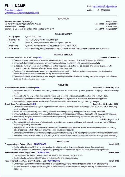 yourtechgirl24's tweet photo. This CV has an ATS score of more than 92🤯

This CV helped many in getting an interview calls from companies like Google, Microsoft, &amp; more.

I am sharing the exact editable ATS Resumes templates!

To get it:
1. Follow me so i can DM you.
2. Retweet &amp; Like
3. Reply " SEND " https://t.co/nTN8JmeG04