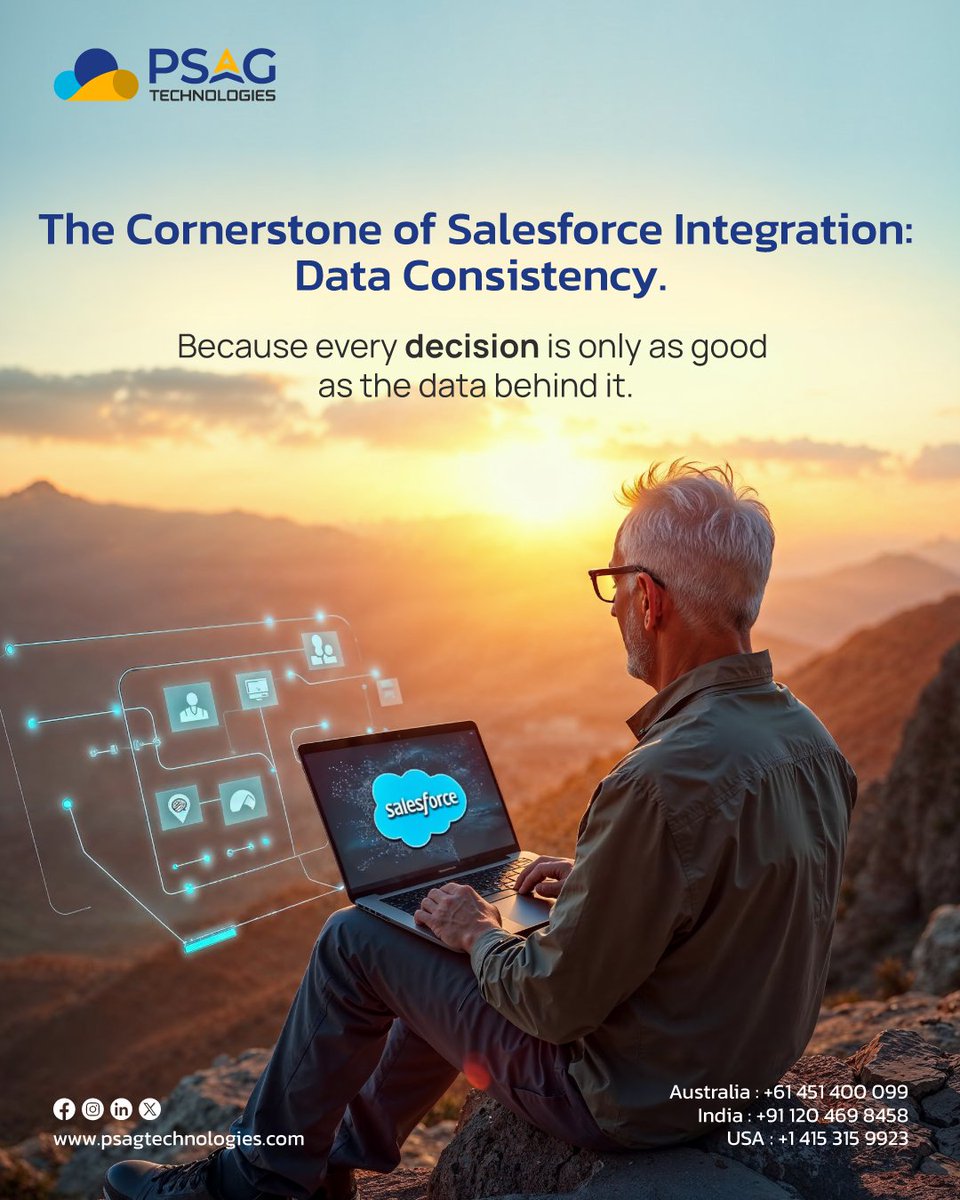 psag_tech's tweet image. Data consistency powers seamless Salesforce integration. PSAG Technologies connects ERP, HR, finance, and marketing systems for clean, reliable insights that move decisions faster. #PSAGTechnologies #SalesforceIntegration #DataConsistency
