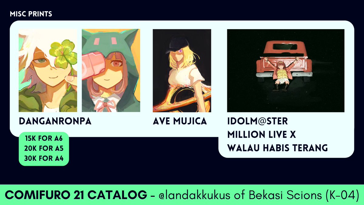 landakkukus's tweet image. [❤️ &amp;amp; 🔁 appreciated!]

Haiiii I&apos;m opening post-CF21 Mail Order!

🦔 Project Moon (Lobotomy Corporation and Limbus Company), LoveLive, iDOLM@STER Million Live, Danganronpa, Ave Mujica 

🔗 bit.ly/suiCF21Mail
#cf21