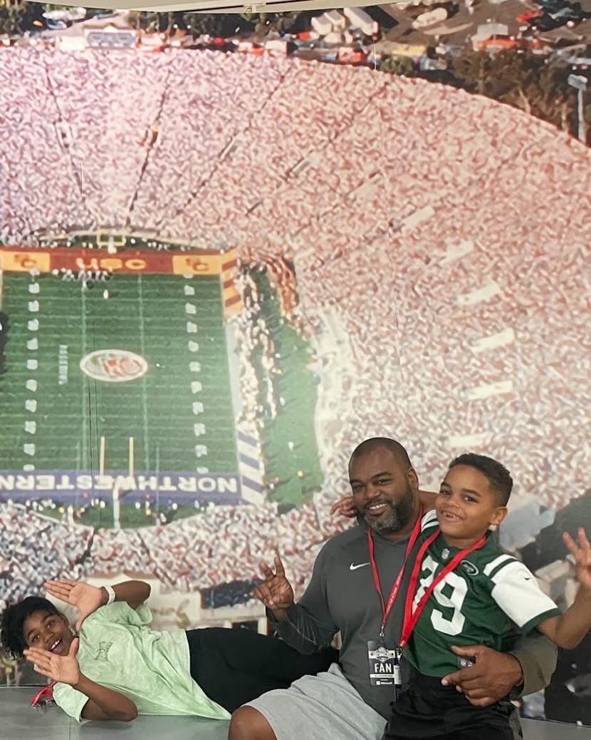 If you haven’t been to the College Football Hall of Fame in ATL, I recommend you check it out. We went a few years ago to see the tribute they had for my dad (1994 Inductee), it was nice. They also had a huge picture of the 1996 Rose bowl game that I played in as a freshman. My