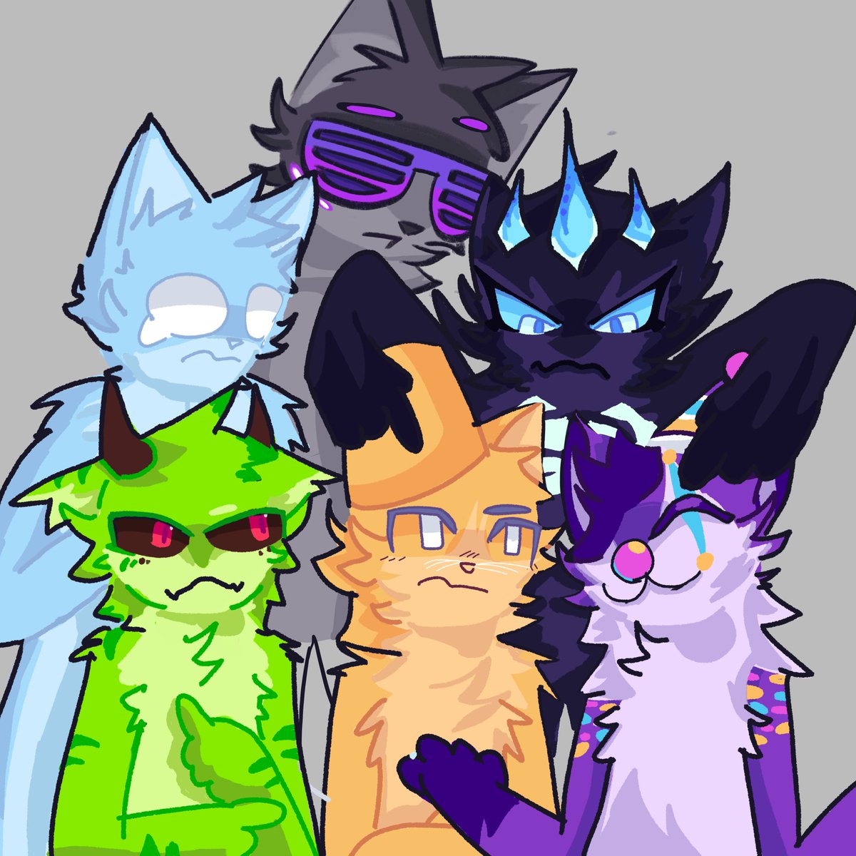 So…. A really old draw lol #kaijuparadise #catte #melonshork #ghostfox #partyhiena #wisp