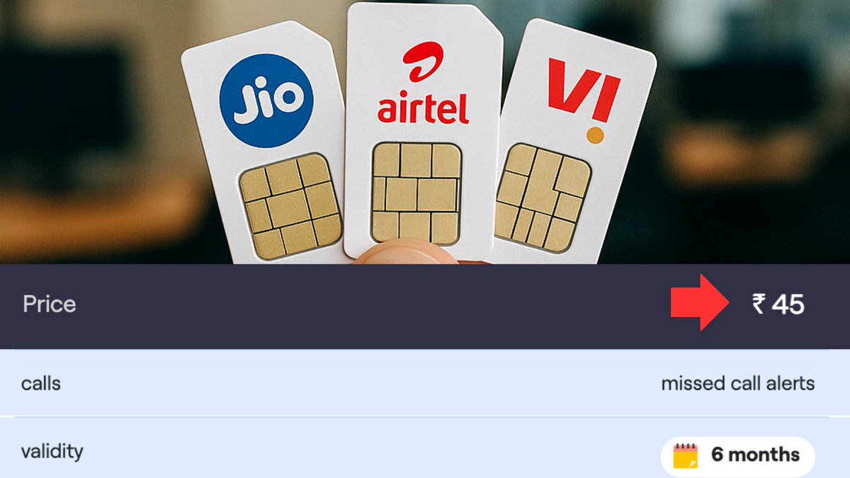 TelecomTalk's tweet image. In 2025, the ONLY Pvt telco charging for Missed Call Alerts is Vi - Rs 45 for 6 months.

Airtel and Jio = Free.
Vi = pay extra… just to know who called when network did not reach you.

That says everything.

Do you think this should be a free service for everyone?

#Airtel #Jio…