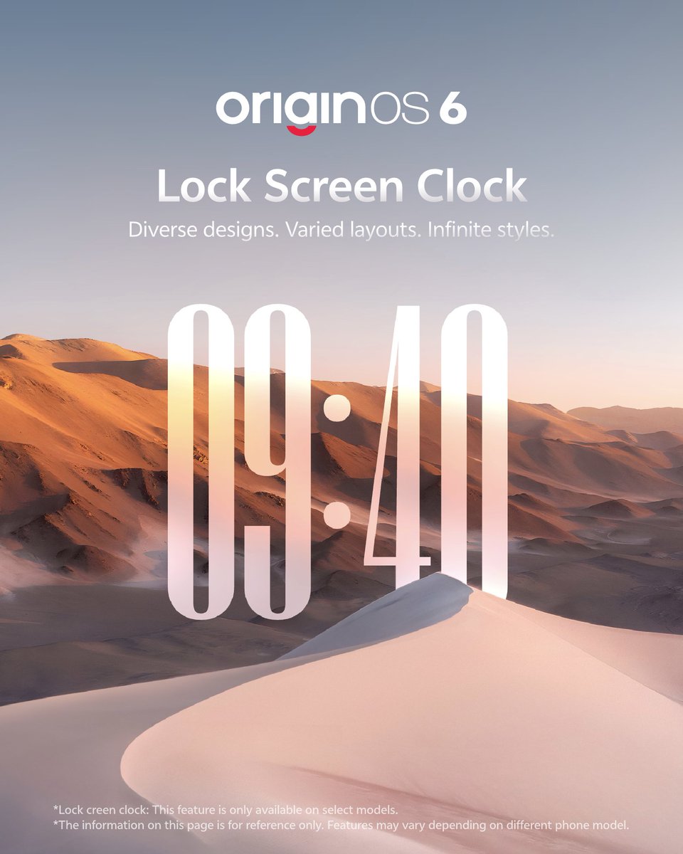 iqoo_id's tweet photo. Elevate your lock screen with fresh clock styles and layouts. Because time should feel as good as it looks.
#iQOO #OriginOS #OriginOS6 #SmoothAtOrigin https://t.co/CKtHwswQef