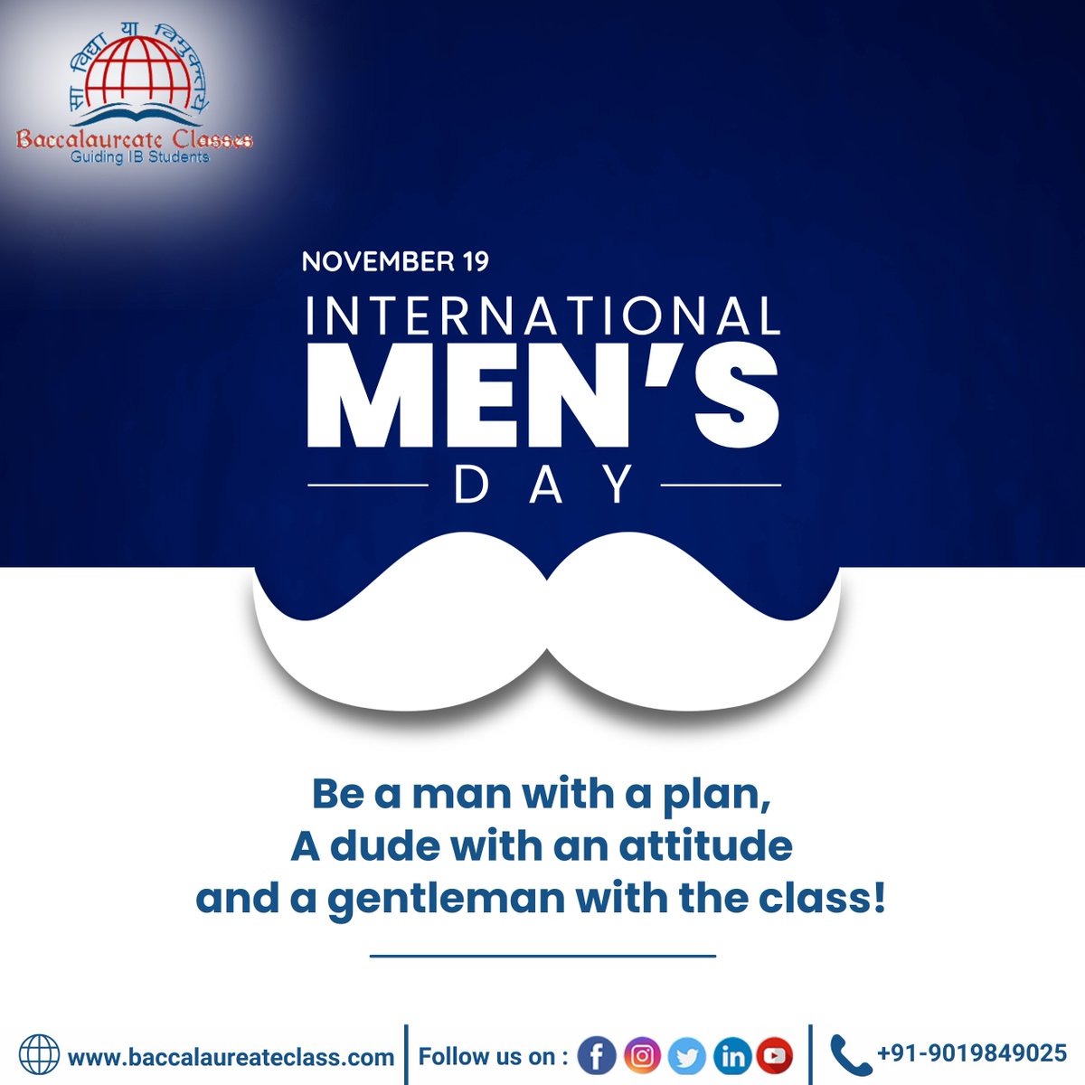 bclasses4ib's tweet image. Happy International Men’s Day! 👨✨
Celebrating all the men who work hard, care deeply, and always give their best.
Thank you for your strength, support, and kindness.
Happy Men’s Day!
#MensDay #InternationalMensDay #BaccalaureateClasses