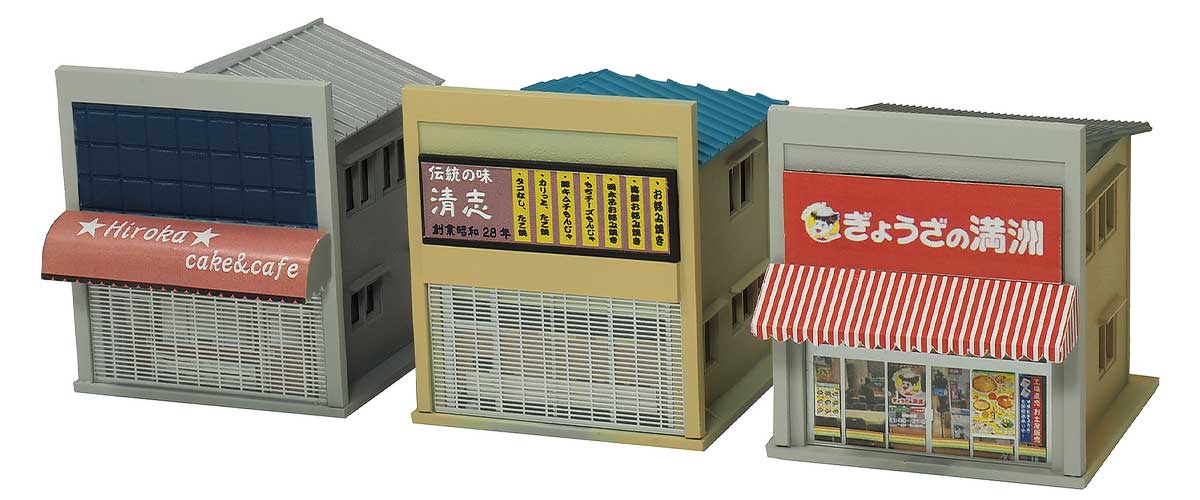 Model_Greenmax's tweet image. ＜2655＞着色済み 商店の「ぎょうざの満洲」です。
製品は塗装が不要でホームページ等で掲載してる画像以外の商店にすることも可能です。
スタッフが製作したところ1軒あたり45分くらいで製作できました。ちょっとした時間に皆様も作ってみませんか！？

greenmax.co.jp/gm-product/265…