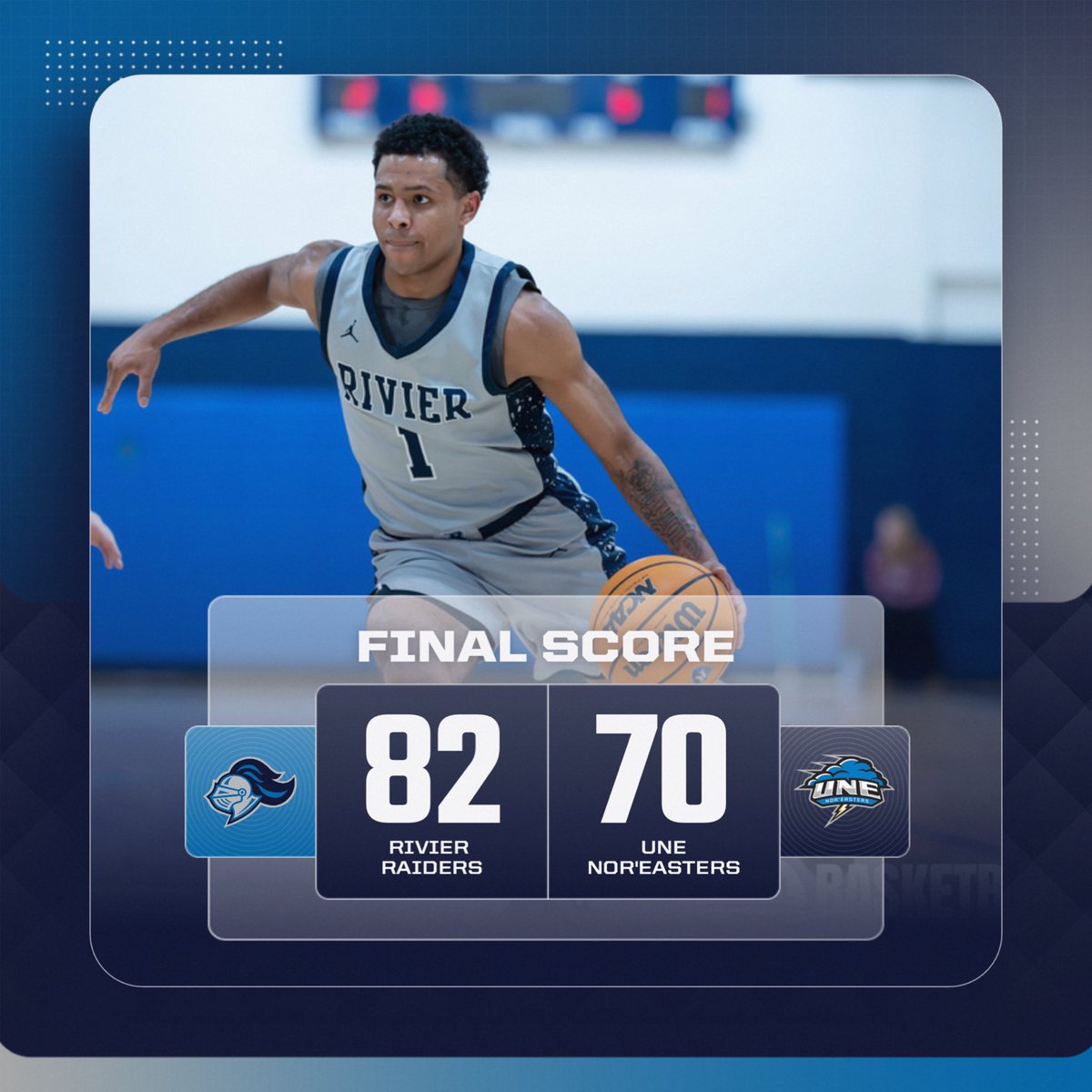 Rivier_MBB's tweet image. 🚨RAIDERS WIN🚨

The Raiders stayed undefeated on the road win a 82-70 win over the Nor’easters of UNE! 

Steph Barnes is your Player of the Game with a career high 19 points! 

Go Raiders!