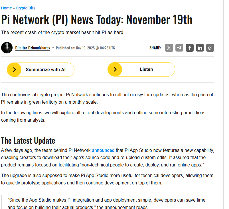 Thcrypto_Whale's tweet image. Pi Network (PI) News Today: November 19th

The controversial crypto project Pi Network continues to roll out ecosystem updates, whereas the price of PI remains in green territory on a monthly scale.

#PDPD #PeggyTheDeadPoolDog #BinanceWallet #Blockchainevolution #BNBchain…