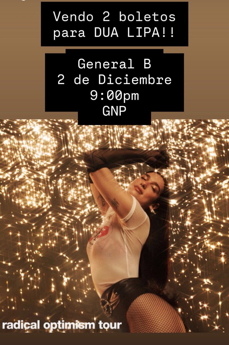 VENDO 2 BOLETOS PARA #DuaLipa 

General B 
2 de Diciembre 9:00pm
En CDMX 
ESTADIO GNP 

👀👀👀👀👀👀👀👀👀👀👀👀👀👀👀👀👀👀👀👀👀👀👀👀👀👀