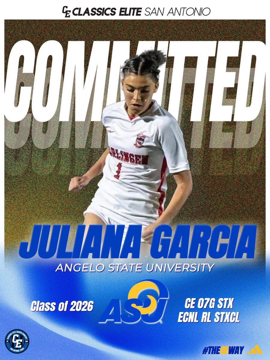 ClassicsEliteSA's tweet image. Congratulations to Juliana Garcia from our CE STX 07/08G ECNL-RL STXCL for committing to continue her education and soccer career at ANGELO STATE UNIVERSITY 📚⚽️!

🔵⚫️

#CEproud | #theCEway | #CollegeCommit