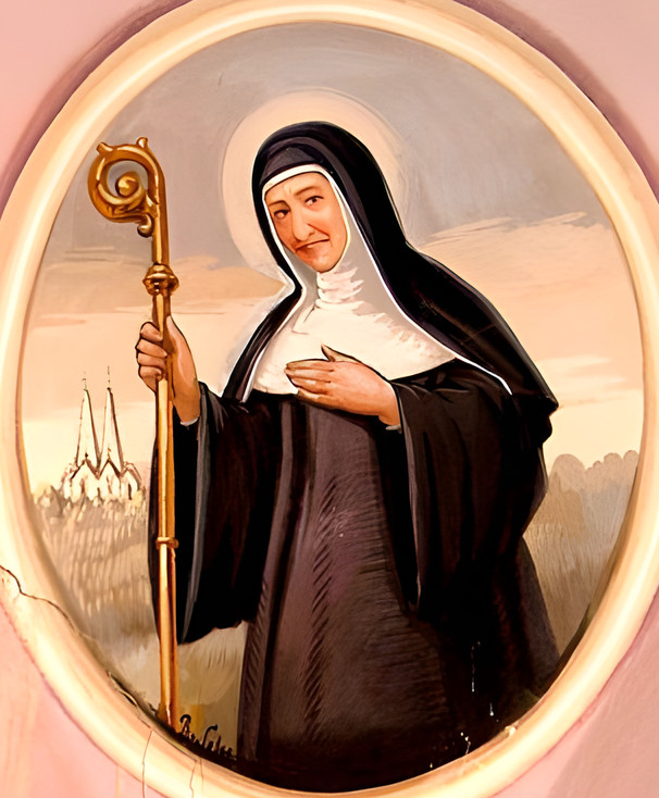 Santododia1's tweet image. Santa Matilde (Mechtildes)
Virgem Beneditina e Mística.

19 de novembro

Esta Santa, junto com Santa Gertrudes, a Grande, é a glória do monaquismo e uma das maiores escritoras espirituais e místicas do Cristianismo.
Matilde nasceu em 1241, no Castelo de Helfta, e pertencia a uma…