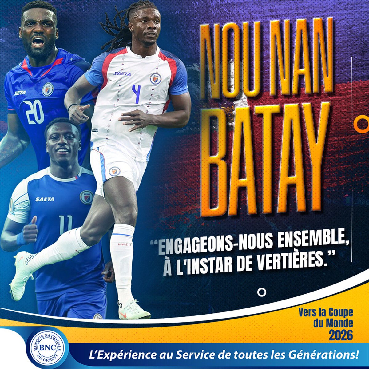 Supportons nos grenadiers et hissons encore plus haut notre bicolore!
#Haïti
#football
#Qualification
#quality
.
.
.
#lexperienceauservicedetouteslesgenerations
#banquenationaledecredit
#bnc
#46ansdexperienceauservicesdetouteslesgenerations
