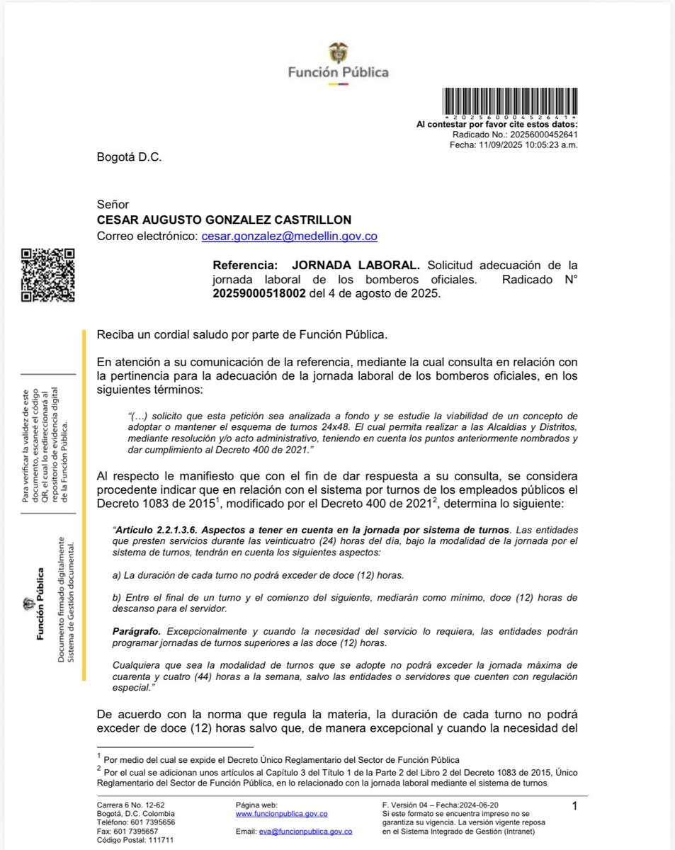 PaulaHenaoCBB's tweet image. En un trabajo impulsado desde Bomberos Bogotá y con la revisión de la @DNBomberosCol , la @DAFP_COLOMBIA, el @MinHacienda y el @MinInterior, luego de dos años de trabajo, logramos la modificación del decreto 400 de 2021. En lo sucesivo vamos a poder implementar el sistema de…