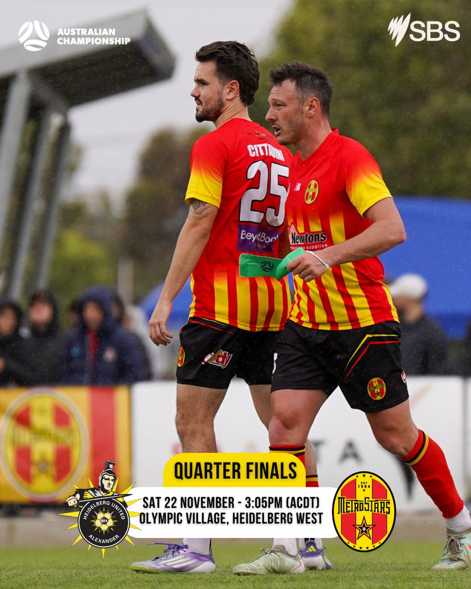 NE_MetroStars's tweet photo. 🔴🟡 𝐍𝐄𝐗𝐓 𝐌𝐀𝐓𝐂𝐇 🟡🔴

Just over 24 hours until we make history, as we take on Heidelberg United in the Quarter Finals of the Australian Championship!

🎟 https://t.co/LUQnOLpybd

#AusChampionship #MetroStars @AusChampionship https://t.co/qeMOM6UJir