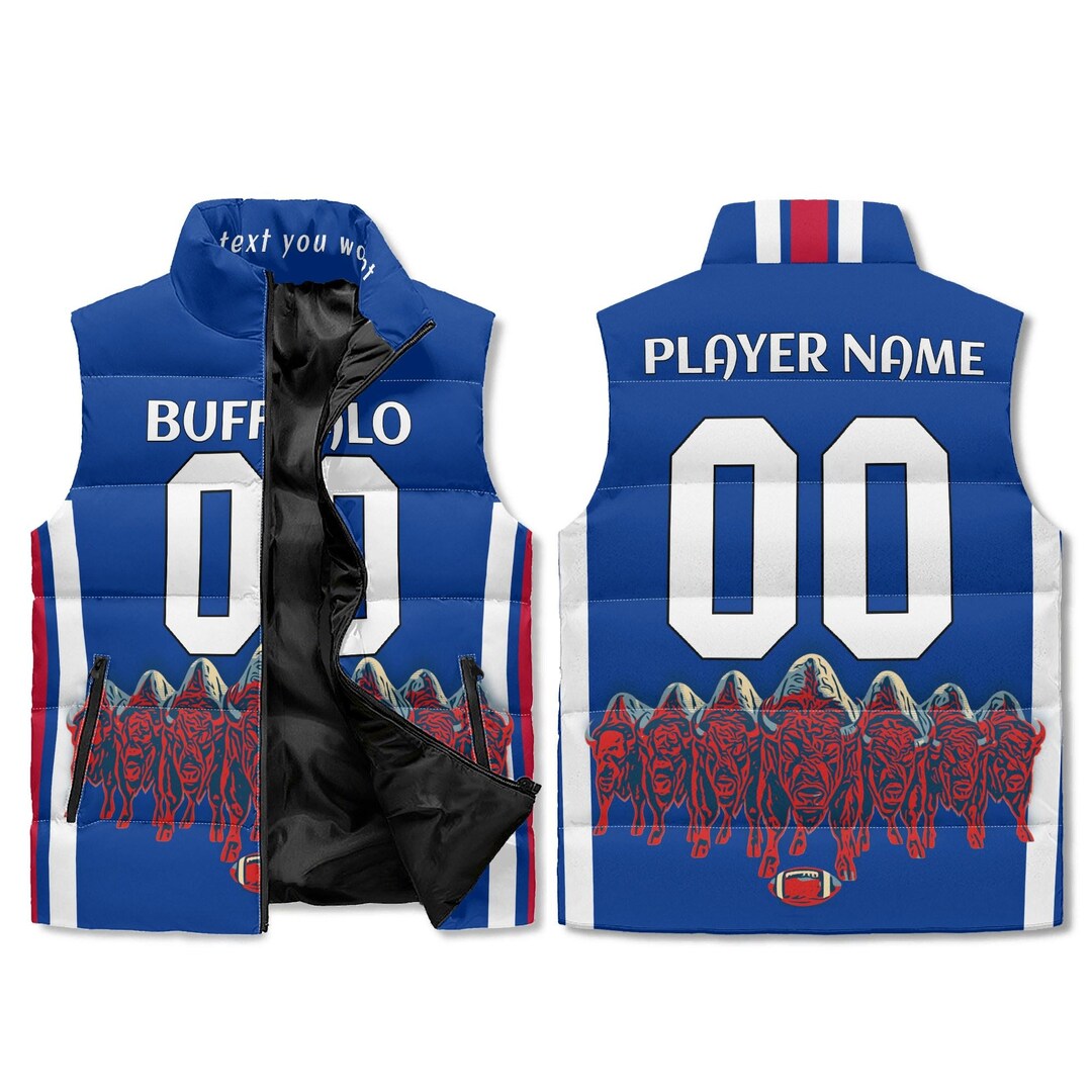 customitize's tweet image. Buffalo Fan Colors Puffer Vest - Custom Name &amp;amp; Number - Stand Collar Zip - Unisex M-6XL by CustomitizeMe: 99.95 USD

🔥 Design Highlights
• Blue base with red/white stripes, bold… dlvr.it/TPLLgR #BuffaloFan #PufferVest #CustomApparel #UnisexFashion #PersonalizedJacket