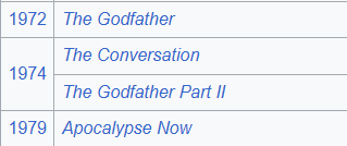 justluiz7's tweet photo. @juggler972 With Coppola and Kubrick you can choose where to start in these runs and it's still crazy https://t.co/GyXz9vesLG