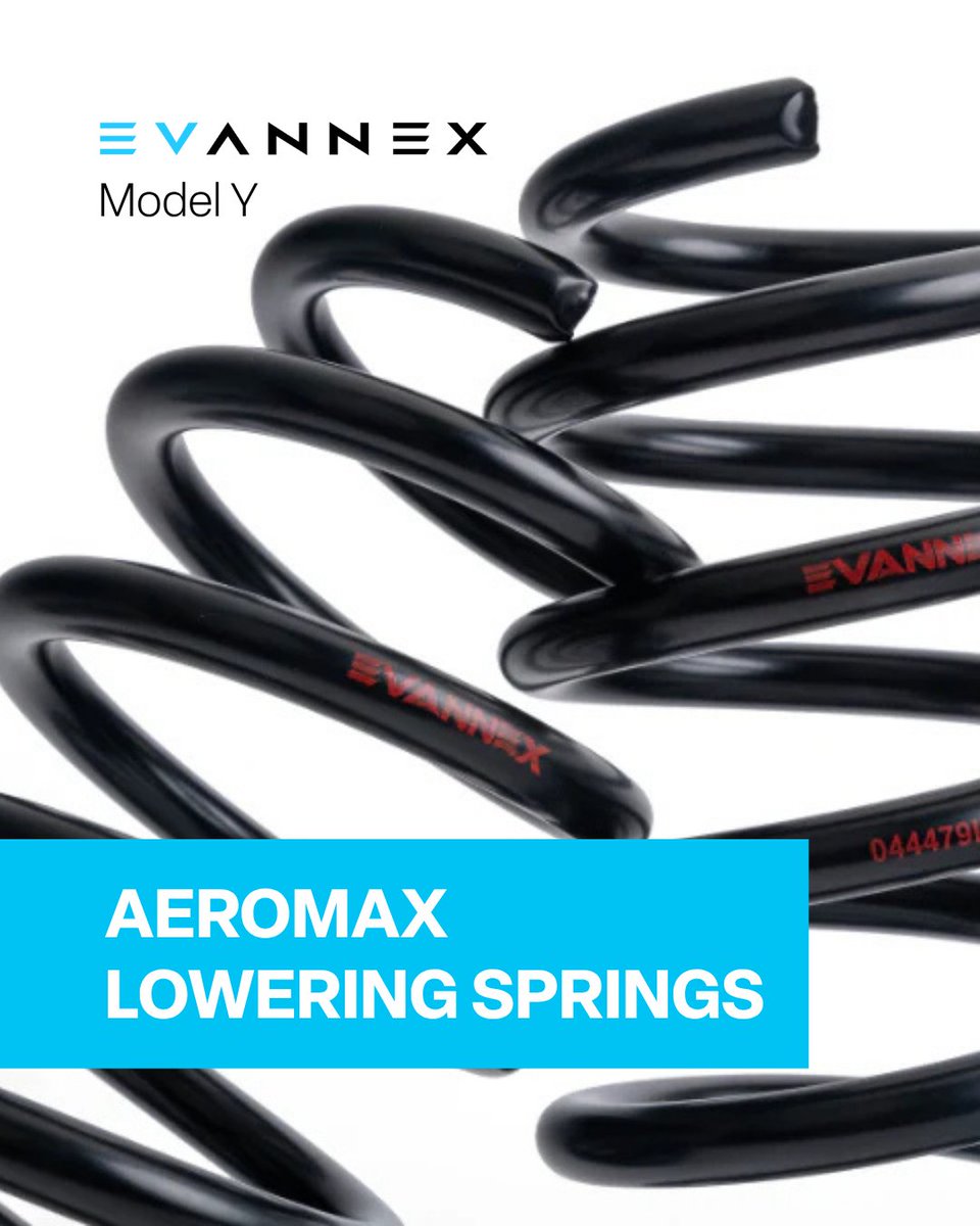 evannex_com's tweet image. You need these Evannex AeroMax Lowering Springs for your Model Y. They improve ride comfort, lower your stance, and sharpen your handling. Now your drive feels smoother than ever

👉 ow.ly/iBUE50XjsMp

#Tesla #TeslaModification #TeslaUpgrade #EV