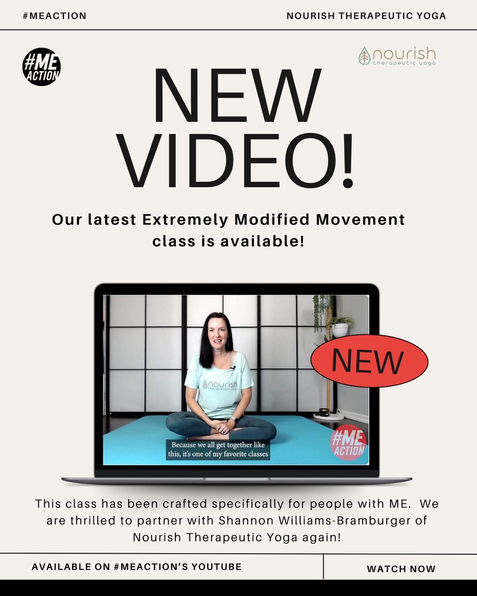 MEActNet's tweet photo. We have the most recent Extremely Modified Movement class now available free to try! It is created specifically for #pwME by an instructor with ME &amp; can be done from bed. See written info:
https://t.co/A9YkCCwjmW

Thanks, Shannon Williams-Bramburger of Nourish Therapeutic Yoga. https://t.co/SHlNJqhCsX